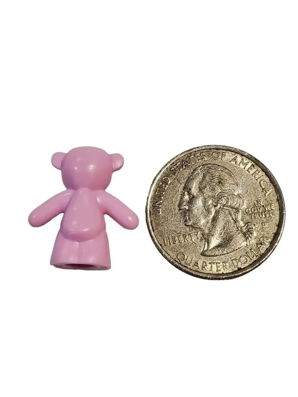 Lego Pink Teddy Bear mini figure blue white striped belly